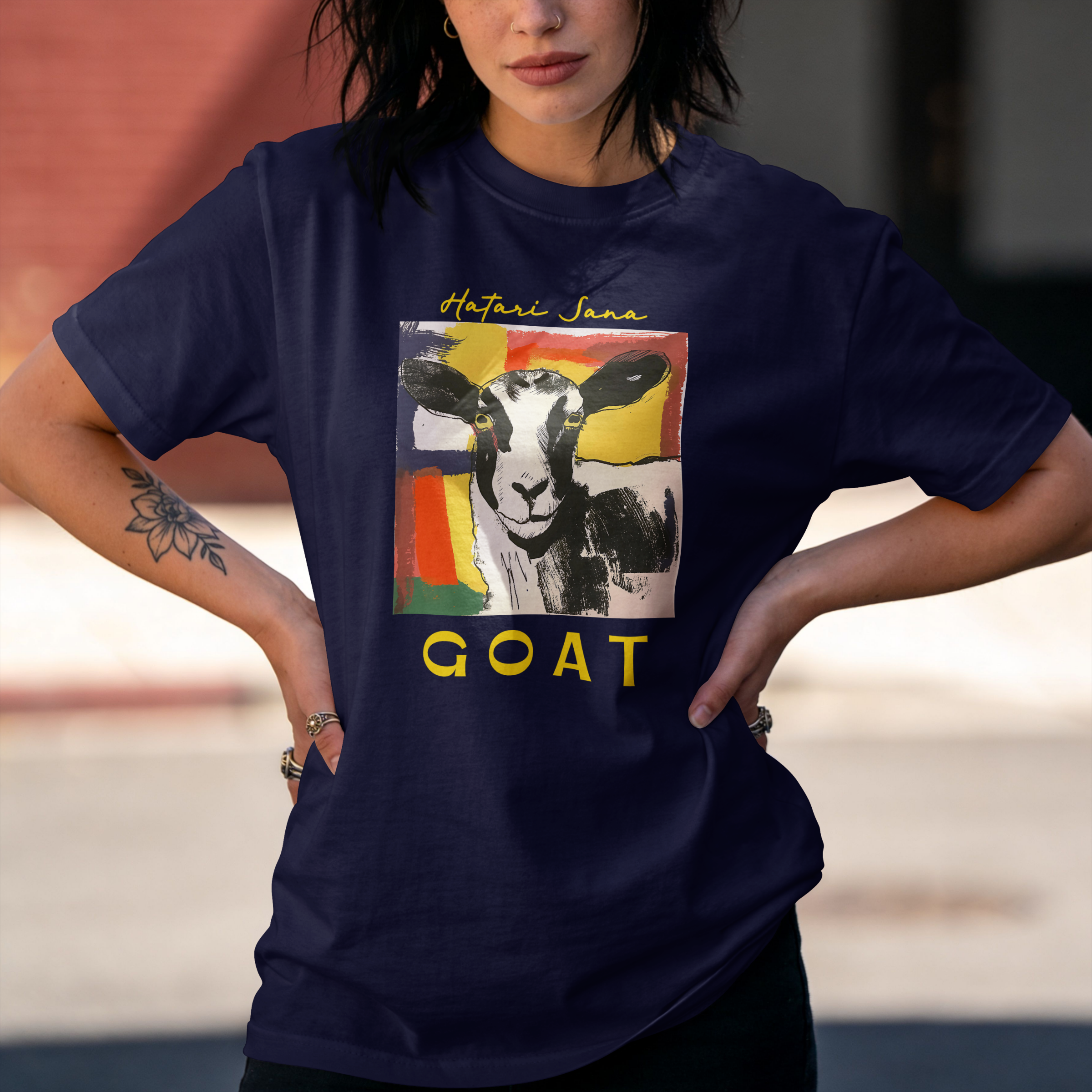 Hatari Sana GOAT Graphic T-Shirt – Navy