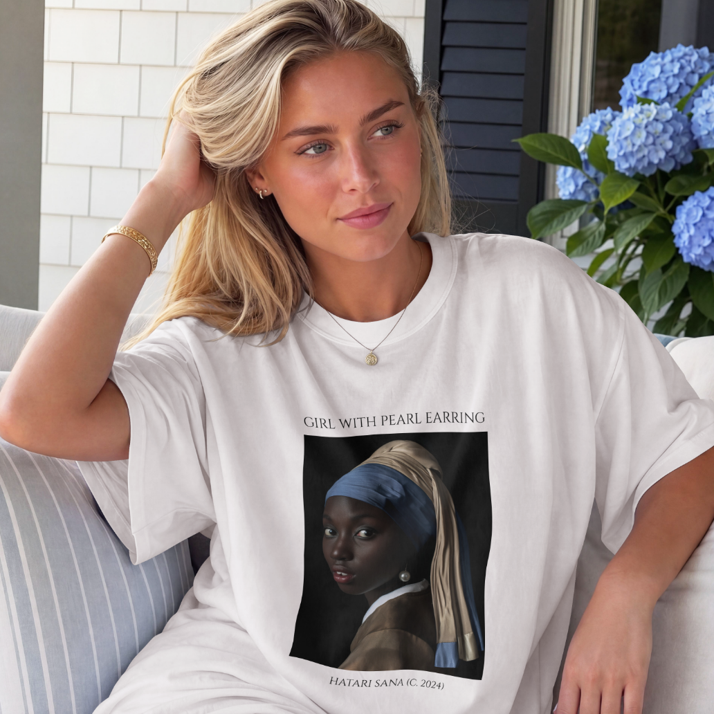 Hatari Sana Girl with a Pearl Earring Graphic T-Shirt – White