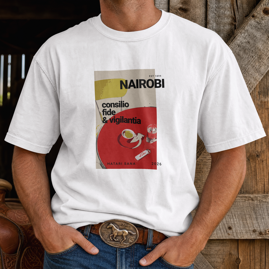 Hatari Sana Nairobi Heritage Graphic T-Shirt – White