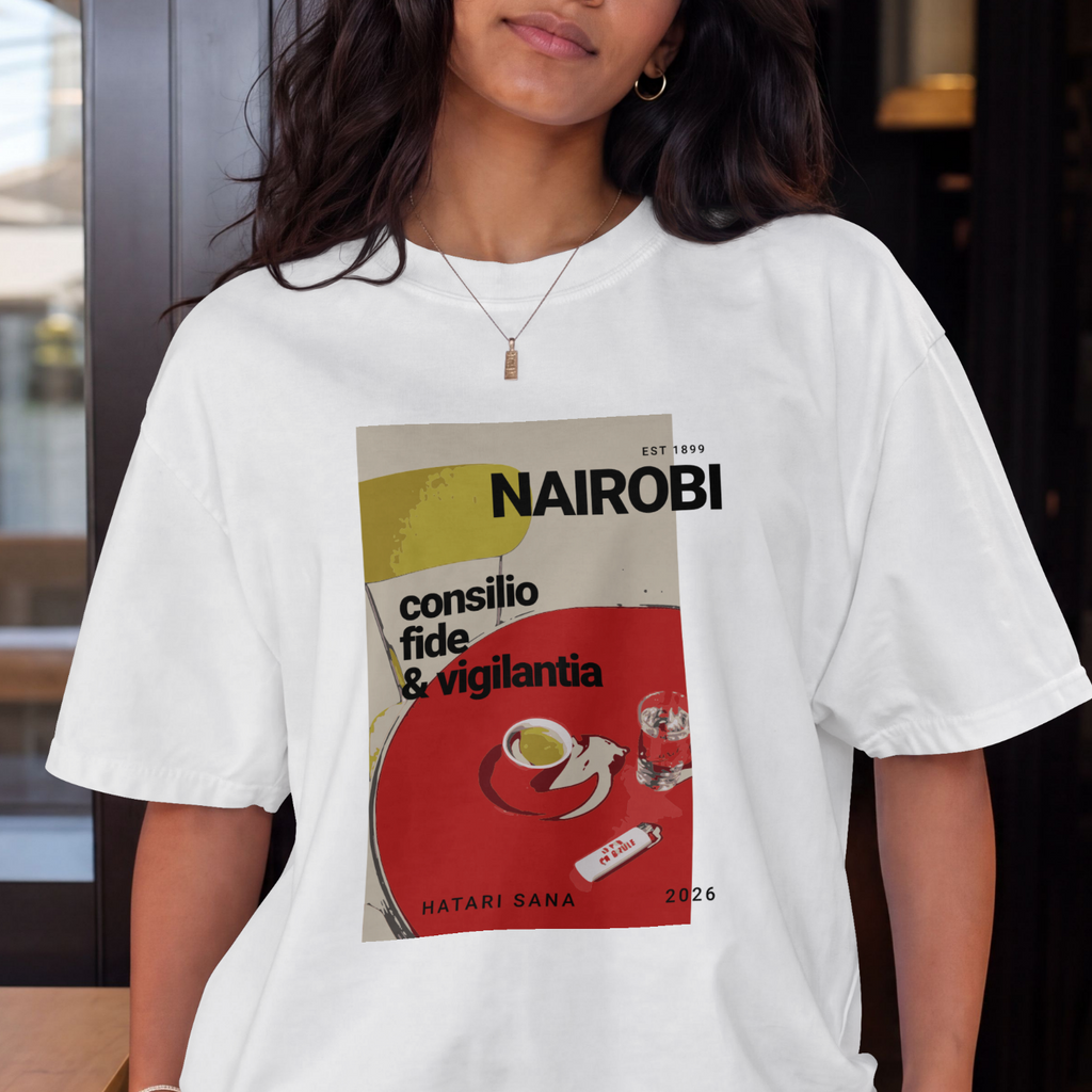 Hatari Sana Nairobi Heritage Graphic T-Shirt – White